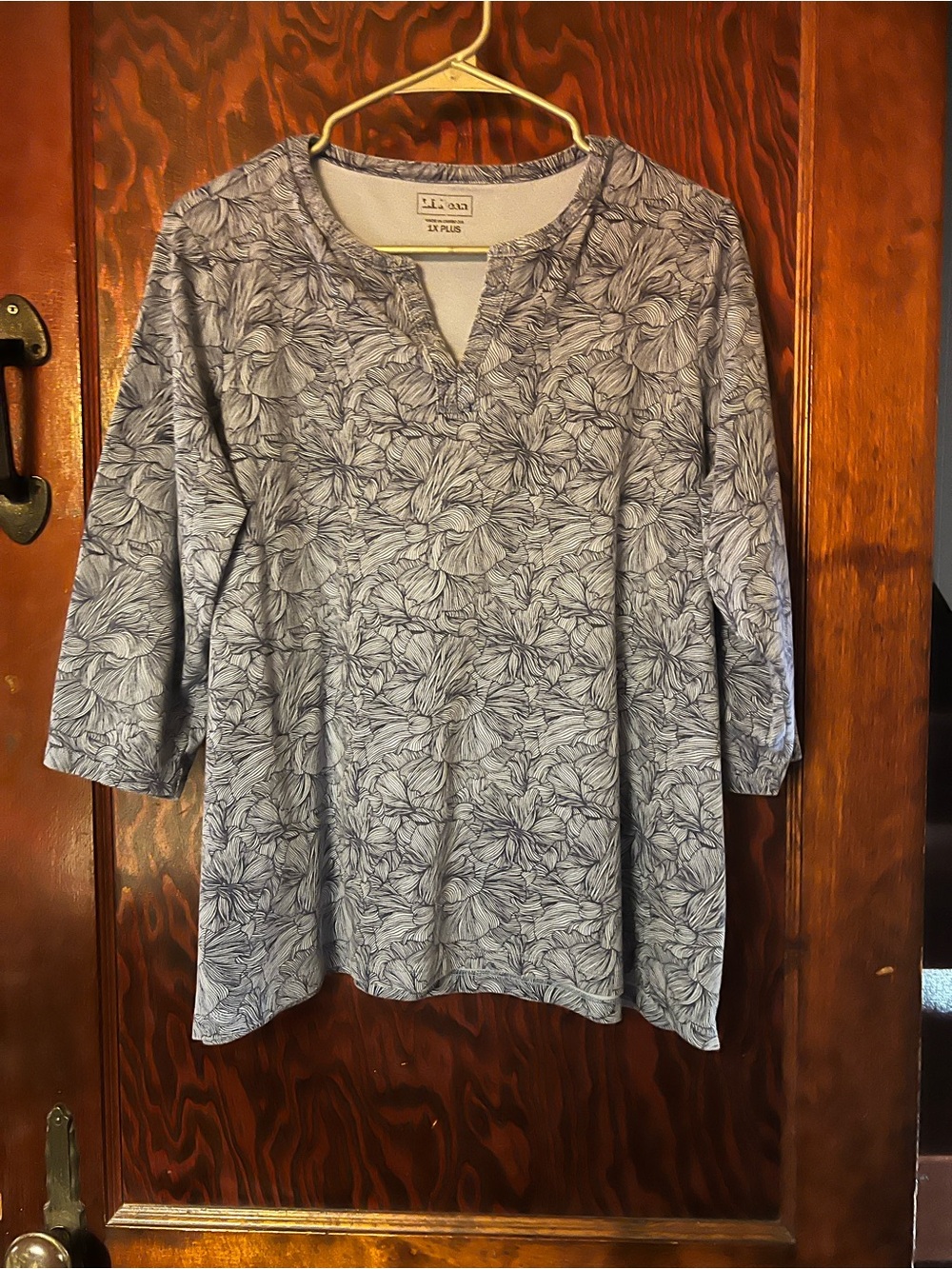 L.L. Bean Blue Floral Long-Sleeve Tee